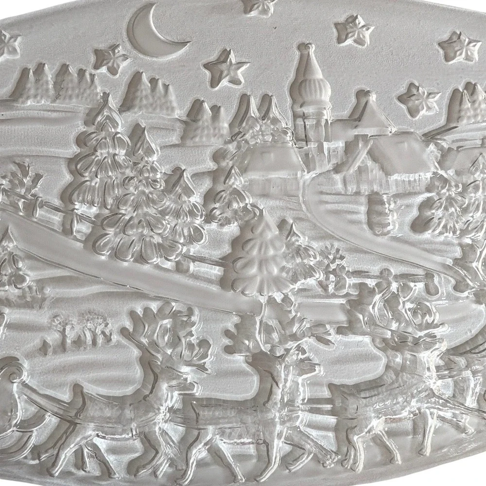 Mikasa Silent Night Oval Sweet Dish Frosted Vintage Serving Christmas Platter